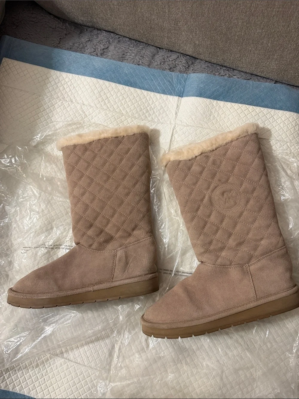 Michael kors Quilted Shearling-Lined Women's Tall Boots - Taupe